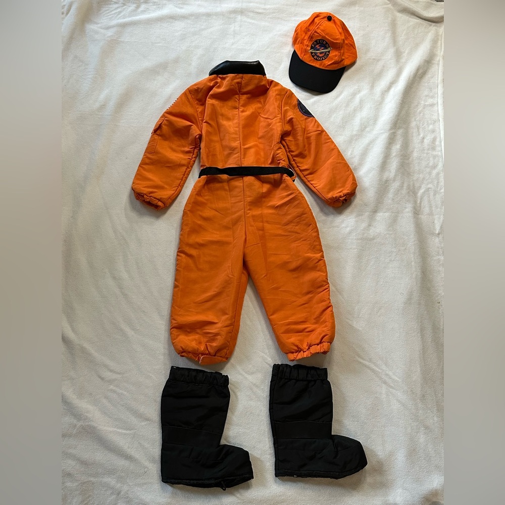 Kids Orange Astronaut Space Suit Costume Halloween Cosplay Sz 5/6